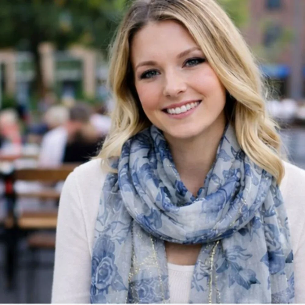 💙 Blue & White Floral Scarf with Metallic Thread | Poetic, Graceful & Timeless